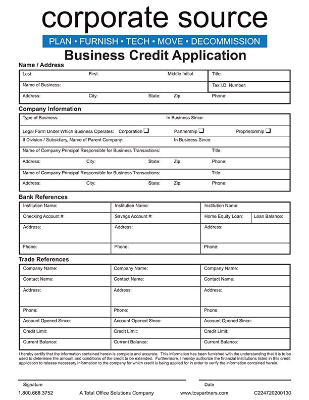 CSL Business Credit Application